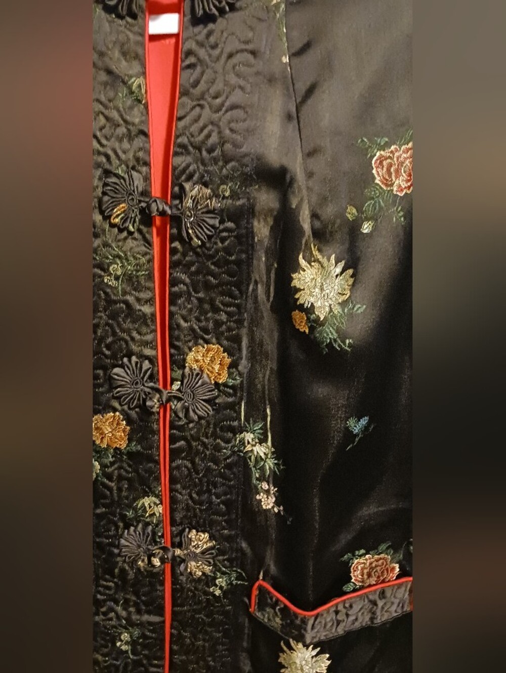 Vintage Chinese Silk Brocade Reversible Mandarin Jacket Small (Read Description) - Picture 4 of 16